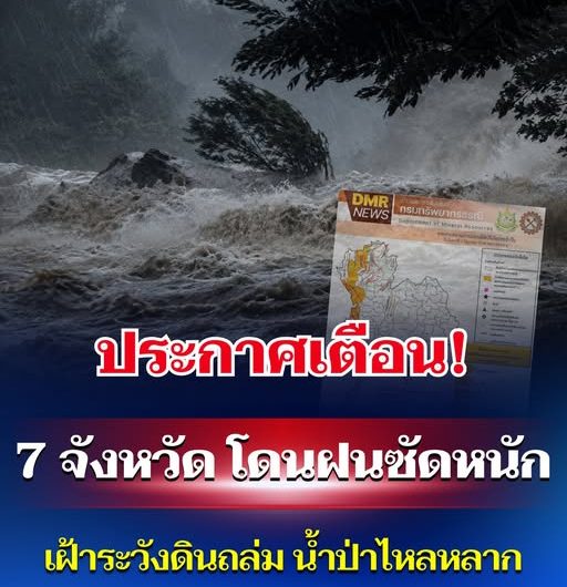 กรมธรณี ประกาศเตือน! 7 จังหวัด โดนฝนซัดหนัก เฝ้าระวังดินถล่ม น้ำป่าไหลหลาก…ดูเพิ่มเติม!!